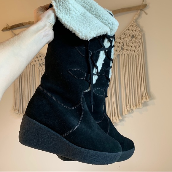 Vintage Shoes - Riverland Suede Tedy Wedge Boots